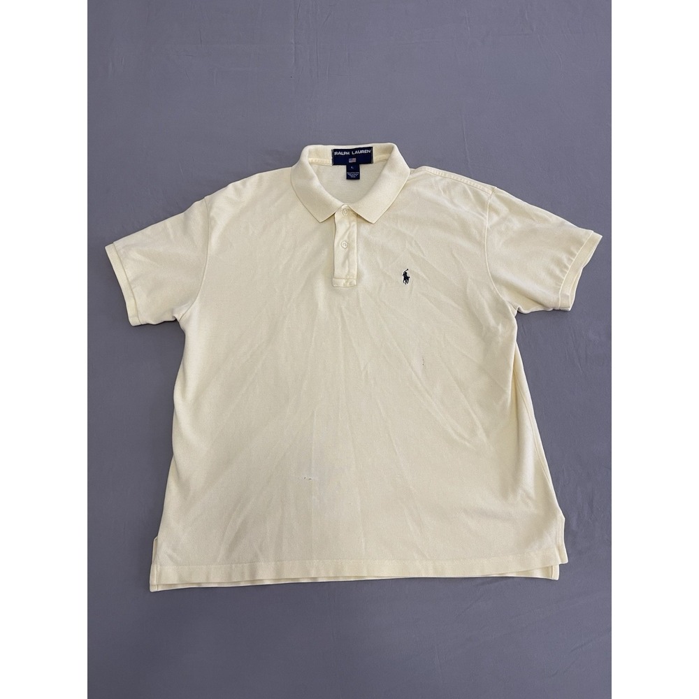 Vintage Ralph Lauren Polo Sport Shirt Mens Large Yellow Cotton Pique S/S